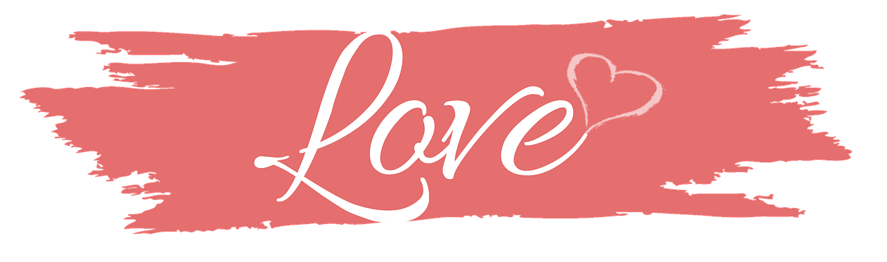 Baner boje lososa na kojem je ispisana reč ljubav na engleskom (love)